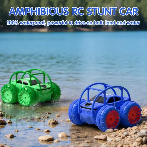 Miniatura 4 de Coche de control remoto, carga directa rápida, coches RC anfibios giratorios de 360° con LED recargable, coche de acrobacias 2.4Ghz 4WD todo