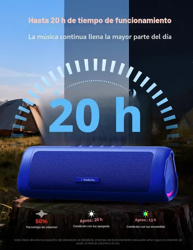 Miniatura 5 de Altavoz Bluetooth, sonido HD de 20 W, inalámbrico portátil, IPX5 impermeable, hasta 24 horas de reproducción, TWS, para hogar, fiesta, exterior, Azul