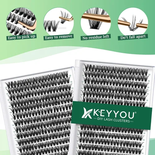 Miniatura 121 de Extensiones de racimos de pestañas 300 piezas, pestañas individuales 40D 0.07D rizado 11mm, para colocar en casa, bandeja grande de volumen