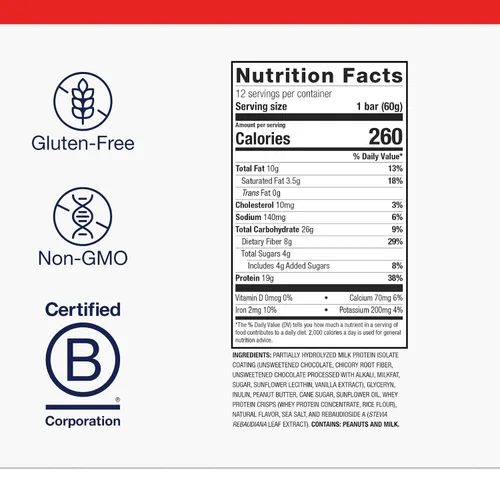 Miniatura 2 de Metagenics Ultra Protein Bar - Sustituto de comidas con alto contenido de proteínas, sin gluten, baja en azúcar, con fibra, hierro y calcio