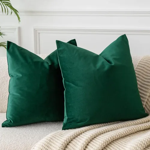 Miniatura 12 de Juspurbet - Juego de 2 fundas decorativas de terciopelo para cojines, fundas suaves para sofá, cama o sillón con cremallera oculta, para sala