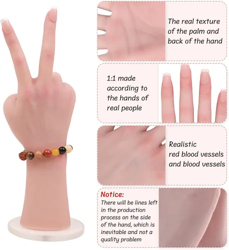 Miniatura 4 de Mano de mujer realista de silicona tamaño natural para mostrar joyas, bromas, accesorios de Halloween, accesorios para fotografía