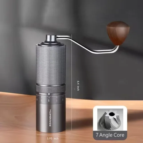 Miniatura 9 de Molinillo de café manual M1 – Fresa cónica de acero inoxidable de 7 estrellas, ajuste externo de 60 clics, capacidad de 1.06 oz: molinillo