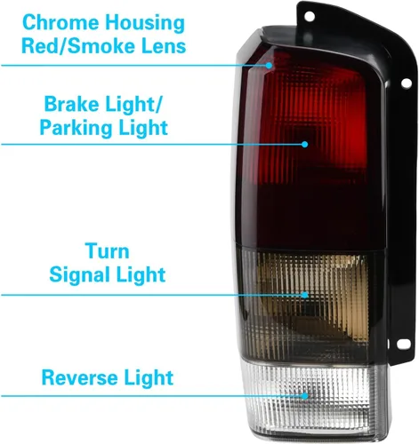 Miniatura 2 de Compatible con lente de luz trasera de freno trasero y conjunto de carcasa, repuesto de humo rojo/negro para Jeep Cherokee 1997-2001