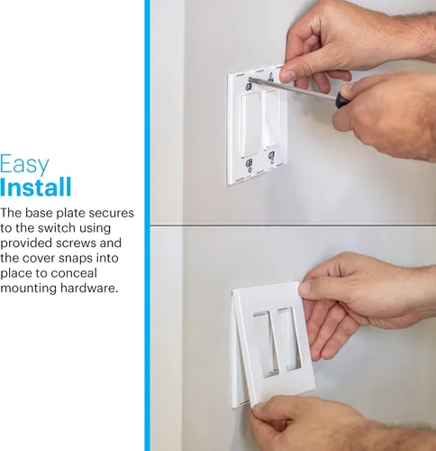 Miniatura 3 de Power Gear Cubierta de pared sin tornillos doble basculante, 4.75 pulgadas de alto x 4.75 pulgadas de largo, placa de cubierta de interruptor