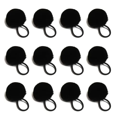Miniatura 17 de SUSULU Bandas elásticas de pelo sintético de conejo con pompón para mujer, banda de goma con soporte de cola de caballo de 2.0 in, accesorios 6