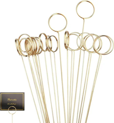 30 púas florales de alambre de metal de 13 pulgadas de alambre floral para tarjetas, soporte para notas de fotos, soporte para tarjetas de nombre de