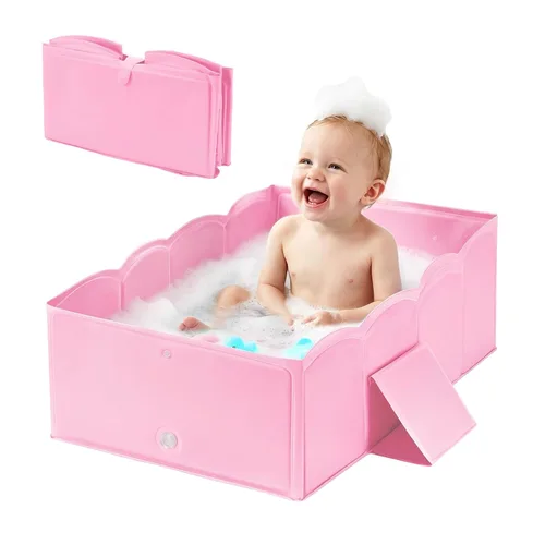 Miniatura 8 de Bañera plegable para ducha para bebé, estructura reforzada, bañera plegable con base antideslizante, bañera portátil para niños de 6 meses a 4 años