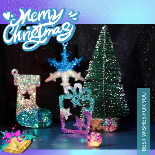 Miniatura 5 de LEOBRO Brillantina gruesa holográfica, juego de 32 colores, purpurina artesanal para resina, vasos para manualidades, uñas, cuerpo, Navidad