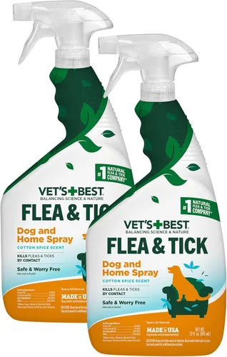 Miniatura 12 de Vet's Best Spray para pulgas y garrapatas para el hogar, tratamiento de pulgas y garrapatas a base de plantas para perros y uso en interiores, spray