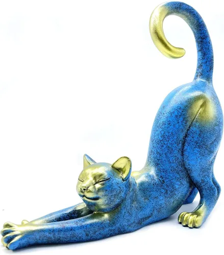 Miniatura 2 de Estatua de estiramiento de gato, escultura, regalos para amantes de los gatos, arte, oficina, decoración del hogar, accesorios de escritorio