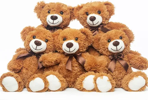 Paquete de 5 osos de peluche a granel, juguetes de peluche, regalo para niños y novias, osos de peluche de 13.5 pulgadas para Navidad, San Valentín,
