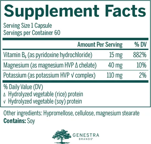 Miniatura 2 de Genestra Brands KMG Plus Fórmula de magnesio, potasio y vitamina B6 60 cápsulas