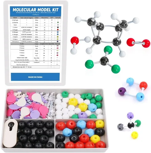 Swpeet Kit de modelo molecular de 178 piezas para profesor de modelo molecular inorgánico y orgánico y 16 años y más adolescentes, 69 átomos, 30