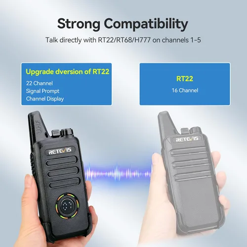 Miniatura 3 de Retevis RT22S Walkie Talkies para adultos, radio de 2 vías con auricular, pantalla de canal, recargable, radio bidireccional FRS portátil, mini