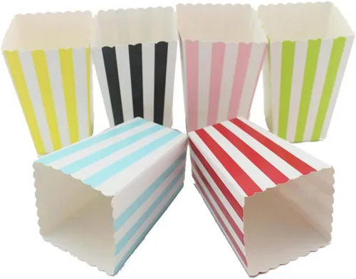 Miniatura 4 de Tvoip 36 unids/lote de cajas de palomitas de maíz coloridas para dulces, alimentos y chocolate, bodas, cumpleaños y películas (negro)