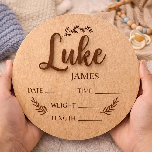 Miniatura 2 de Letreros de madera de lujo personalizados con nombre de bebé, bebé próximamente, regalos de bienvenida recién nacido para niño o niña, estilo 03