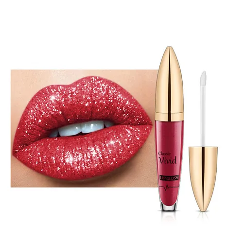 Lápiz labial líquido brillante de diamantes para Halloween, brillo labial líquido con purpurina gótica, de alto pigmento brillante, resistente al #03