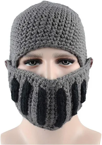 Miniatura 3 de Creative Barbarian Knit Beard Hat Funny Knit Hat Wig Beanie Hat Beard Facemask