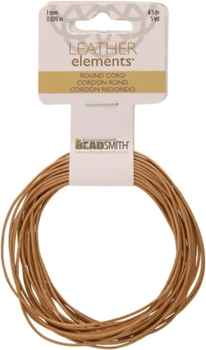 Miniatura 111 de The Beadsmith Cordón de cuero – Negro – Bobina de 0.039 in – 5 yardas/14.8 ft – Tanga de cuero indio ideal para trenzar, cuentas, collares, cordones