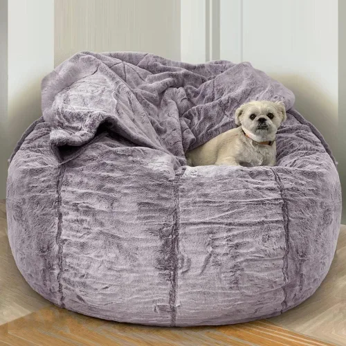 Miniatura 8 de Funda para sillones, 6 pies, redonda, gigante, perezosa, para sofá, cama, saco sin relleno, puf de terciopelo esponjoso, puf, asiento de piso, puf