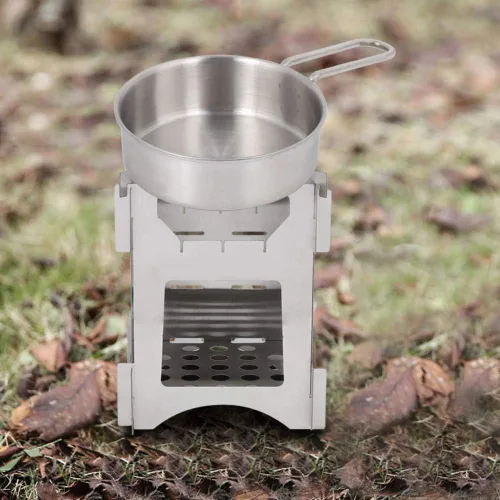 Miniatura 3 de Estufa de leña, portátil de acero inoxidable plegable para mochileros, mini cocina para acampar al aire libre, viajes, senderismo, picnic, comedor