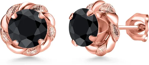Miniatura 446 de Gem Stone King Aretes de plata de ley 925 de 0.236 in con piedra natal redonda para mujer
