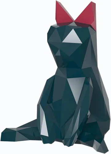 Miniatura 4 de Estatua de mesa geométrica de gato de la suerte, escultura abstracta de resina, modelo de manualidades, estatua de animales, decoración del hogar