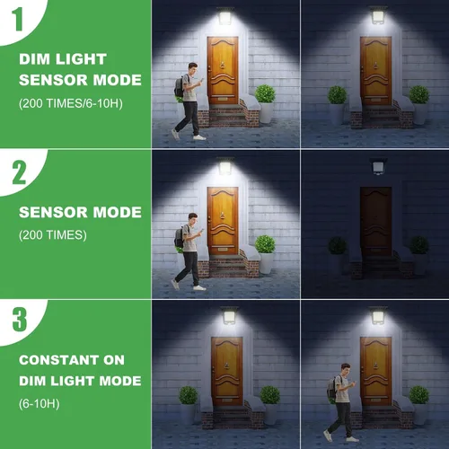 Miniatura 2 de Tryme 45LEDs Luces solares para exteriores con sensor de movimiento, luces de clip con sensor de movimiento, 3 modos, 3 formas de montaje, luz