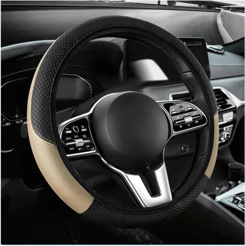 Funda para volante de automóvil, 15 pulgadas, antideslizante, protector de volante de cuero elástico, cómodo, transpirable, deportivo para mujeres y