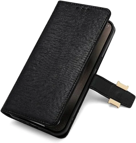 Miniatura 4 de Funda compatible con Itel Vision 1 Pro ranura para tarjeta con soporte abatible con cierre magnético, color negro