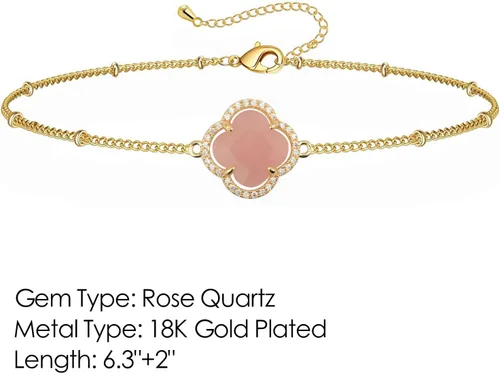 Miniatura 2 de Pulsera ajustable de cristal de trébol de la suerte chapada en oro de 18 quilates para mujer, ajustable, simple, a la moda, regalos de cumpleaños