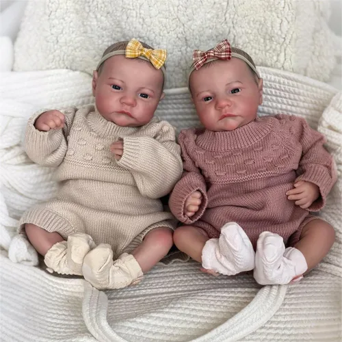 iCradle Muñeca de bebé realista Reborn de 19 pulgadas, 18.9 in, cuerpo suave, aspecto realista, muñecas recién nacidas, hechas a mano, muñeca Twin