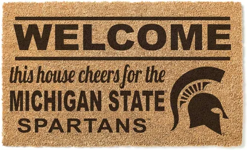 KH Sports Fan Tapete de fibra de coco de bienvenida de Michigan State Spartans, 18 x 30 pulgadas, alfombra para exteriores Spartans; muestra tu