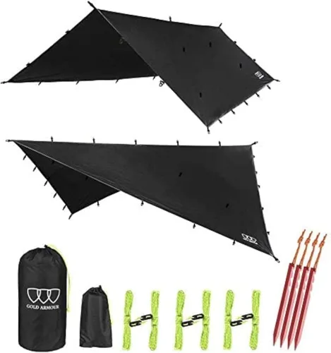 Gold Armour - Toldo para lluvia para hamaca de lona, calidad premium, 14.7 pies, 12 pies, 10 pies, 8 pies, cubierta de toldo para lluvia, toldo de