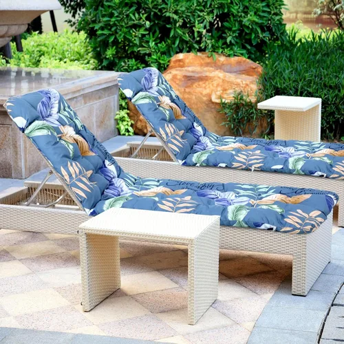 Miniatura 6 de Huwena 2 cojines para silla de salón al aire libre de 67 x 21 pulgadas, cojines para tumbona de patio con estampado floral, almohadillas gruesas