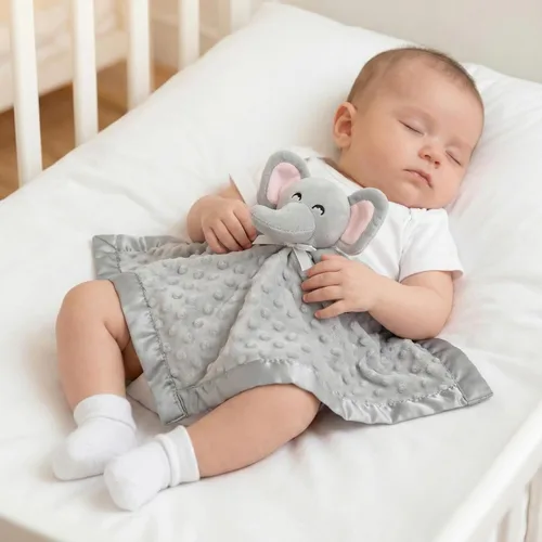 Miniatura 5 de Pro Goleem Manta de Seguridad de Elefante, Manta de Apego Suave Unisex Regalos para Bebés para Niños y Niñas Juguete de Abrazo Animal de Peluche