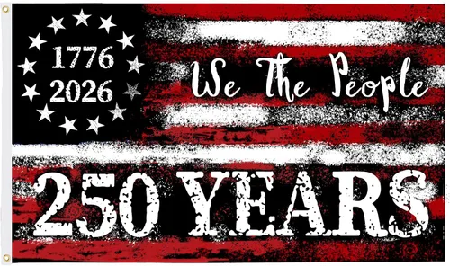 Bandera de Estados Unidos del 250 aniversario, de 3 x 5 pies, 3 capas, bandera de aniversario estadounidense de 250 años, doble cara, decoración A2
