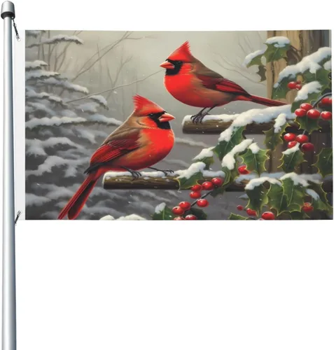 Miniatura 16 de Bonita bandera de copos de nieve de ciervos de gnomo de Navidad, pancarta de poliéster de 3 x 5 pies con ojales, banderas de jardín, patio, casa