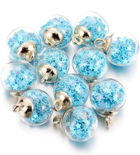 Miniatura 17 de 10 unids/lote de 0.630 in transparente bola de cristal encantos estrella lentejuelas colgantes para DIY pendientes collar joyería fabricación