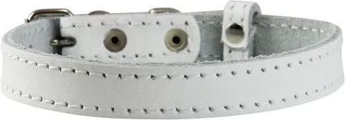 Miniatura 3 de Collar de perro de cuero genuino para perros pequeños y cachorros 3 tamaños blanco (cuello: 8"-9.75"; 3/8" ancho)