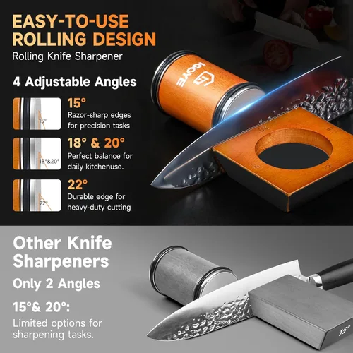 Miniatura 2 de Kit de herramientas de afilador de cuchillos rodantes, afilador de cuchillos de diamante multiángulo para cuchillos de cocina, cuatro ángulos ofrece