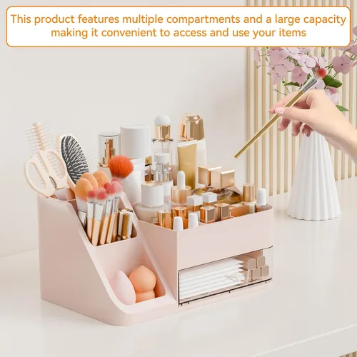 Miniatura 4 de Yieach Organizador de maquillaje de encimera para tocador, baño, tocador, organizador grande de almacenamiento de maquillaje y organizador