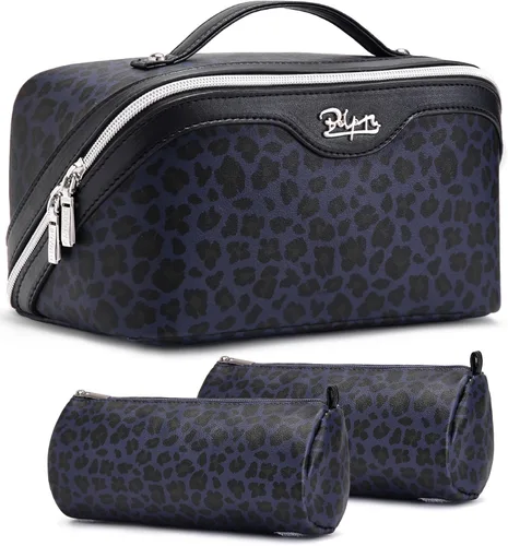 Miniatura 9 de BOYATU Bolsas de maquillaje de viaje Bolsa organizadora de cosméticos: Juego de 3 bolsas de maquillaje de gran capacidad, bolsas de aseo de piel