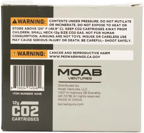 Miniatura 5 de Barra Airguns 12 Gram CO2 Cartridges, Unthreaded, Compatible for Use with Air Guns, Air Pistols, Airsoft Guns, and Air Rifles, Paintball Gun