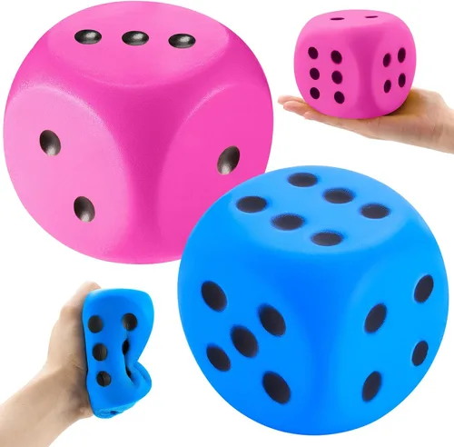 Miniatura 22 de Zomiboo 2 dados grandes de espuma de 2.3 pulgadas para el aula, gigantes de 6 caras, decoración de fiesta de casino, juguete para aliviar la azul