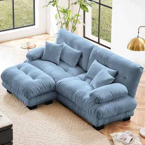 Miniatura 21 de KEIKI Sofá modular de 94 pulgadas con 4 almohadas, cómodo juego de sofá biplaza Cloud para sofá de asiento profundo suave y profundo, sofá biplaza
