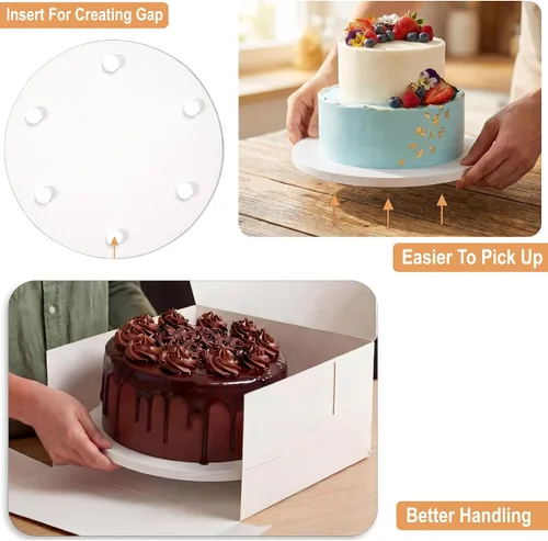 Miniatura 6 de Elegante tambor de tablero para tartas de 8, 10 y 12 pulgadas (3 tamaños, 12 paquetes en total) Herramienta de apoyo gratuita Redondas