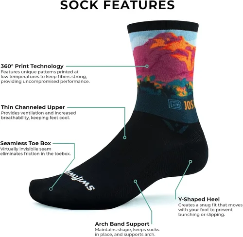 Miniatura 4 de Swiftwick Calcetines VISION SIX IMPRESSION Edición de Parques Nacionales, para correr, senderismo y ciclismo