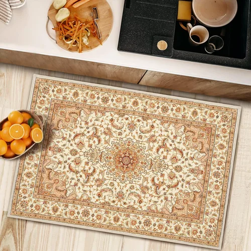 Miniatura 4 de COMSLE Alfombra bohemia de 2 x 3 pies, lavable a máquina, para entrada, lana sintética, alfombra pequeña, envejecida, antideslizante